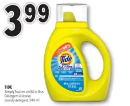 Familiprix Tide Simply All In One laundry detergent Refreshing Breeze 24 loads 946ml offer