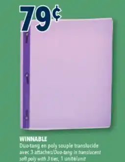 Familiprix WINNABLE Duo-tang in translucent soft poly with 3ties, 1unit offer