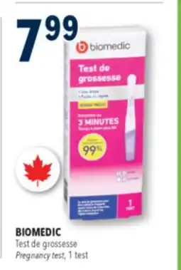 Familiprix Biomedic early result pregnancy test offer