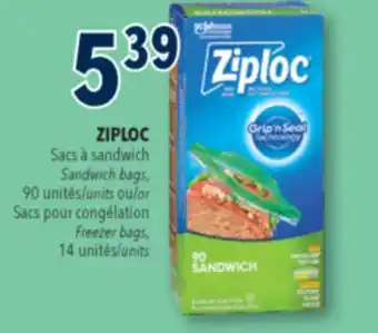 Familiprix ZIPLOC Sandwich bags, 90 units or Freezer bags, 14 units offer