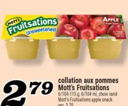 Marché Richelieu COLLATION AUX POMMES MOTT'S FRUITSATIONS | MOTT'S FRUITSATIONS APPLE SNACK offer