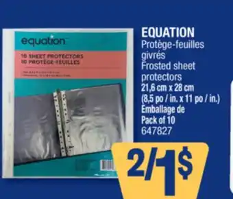 Jean Coutu EQUATION Frosted sheet protectors offer