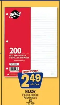 Jean Coutu HILROY Ruled sheets offer