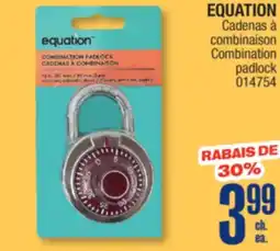 Jean Coutu EQUATION Combination padlock offer