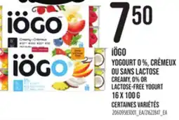 Provigo IÖGO CREAMY, 0% OR LACTOSE-FREE YOGURT, 16 X 100 G offer