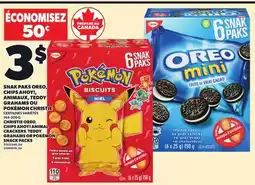 Provigo CHRISTIE OREO,, CHIPS AHOY! ANIMAL CRACKERS, TEDDY GRAHAMS OR POKÉMON SNACK PACKS, 144-200 G offer