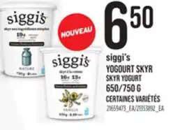 Provigo SIGGI'S YOGOURT SKYR SKYR YOGURT, 650/750 G offer