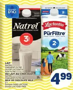 Marché Bonichoix NATREL FINEMENT FILTRÉ OR LACTANTIA PUR FILTRE NATREL MILK OR CHOCOLATE MILK offer
