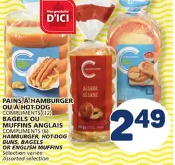 Marché Bonichoix Compliments HAMBURGER, HOT-DOG BUNS, BAGELS OR ENGLISH MUFFINS offer