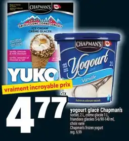 Super C YOGOURT GLACÉ CHAPMAN'S | CHAPMAN'S FROZEN YOGURT offer