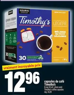 Super C CAPSULES DE CAFÉ TIMOTHY'S | TIMOTHY'S COFFEE CAPSULES offer