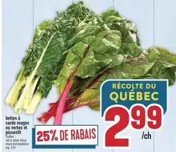 Marché Adonis Bettes À Carde Rouges Ou Vertes Et Pissenlit | Québec Red Or Green Swiss Chard And Dandelion offer