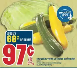 Marché Adonis Courgettes vertes ou jaunes et chou plat | Green or yellow zucchini and flat cabbage offer