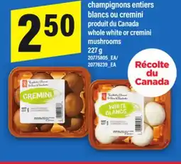 Maxi CHAMPIGNONS ENTIERS BLANCS OU CREMINI | WHOLE WHITE OR CREMINI MUSHROOMS, 227 G offer