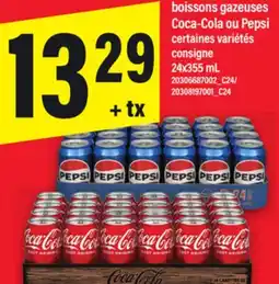 Maxi BOISSONS GAZEUSES COCA-COLA OU PEPSI, 24x355 mL offer