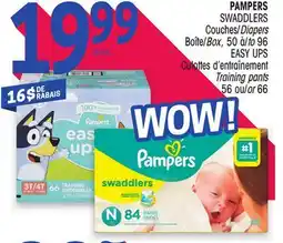 Uniprix PAMPERS SWADDLERS Couches/Diapers, EASY UPS Culottes d'entraînement/ Training pants offer