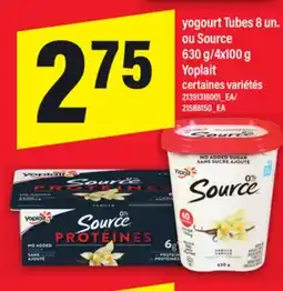 Maxi YOGOURT TUBES 8 UN. OU SOURCE 630 G/4X100 G YOPLAIT offer