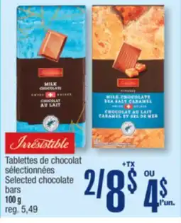 Jean Coutu Irresistible Selected chocolate bars offer