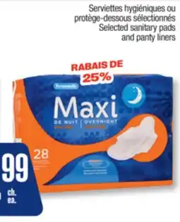 Jean Coutu Personnelle Selected sanitary pads and panty liners offer