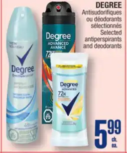 Jean Coutu DEGREE Selected antiperspirants and deodorants offer