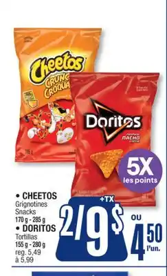 Jean Coutu CHEETOS Snacks,DORITOS Tortillas offer
