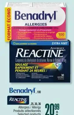 Jean Coutu Benadryl, 100 Reactine, 25, 30, 36 Allergy offer