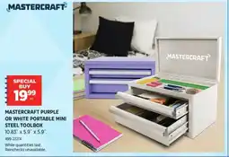 Canadian Tire Mastercraft purple or white portable mini steel toolbox offer