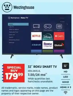 Canadian Tire Westinghouse roku smart tv offer