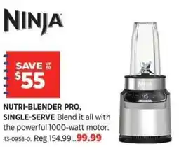 Canadian Tire Ninja nutri-blender pro, single serve offer