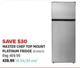 Canadian Tire Master chef top mount platinum fridge offer