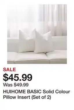 Wayfair HUIHOME BASIC Solid Colour Pillow Insert (Set of 2) offer