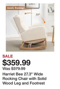 Wayfair Harriet Bee 27.3 Wide Rocking Chair with Solid Wood Leg and Footrest offer