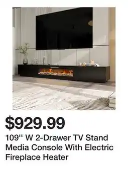 Wayfair 109'' W 2-Drawer TV Stand Media Console With Electric Fireplace Heater offer
