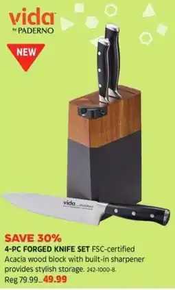 Canadian Tire Vida by paderno forged knife set offer
