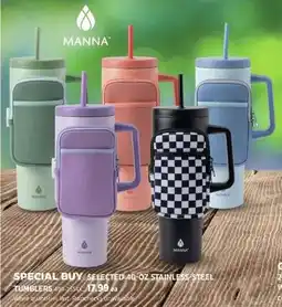 Canadian Tire Manna selected stainless steel tumblers offer