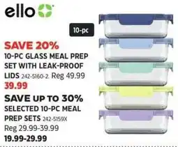 Canadian Tire Ello glass meal prep set with leak-proof lids offer