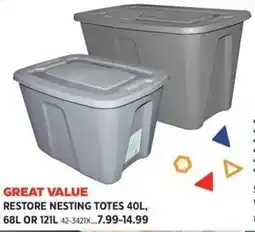 Canadian Tire Restore nesting totes offer