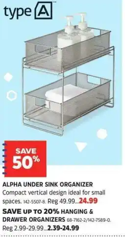 Canadian Tire Type A Alpha under sink organizer offer