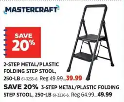 Canadian Tire Mastercraft 2-step metal/plastic folding step stool offer