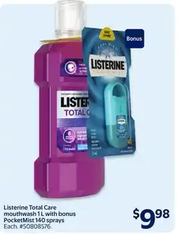Walmart Listerine Total Care mouthwash 1 L with bonus PocketMist 140 sprays offer