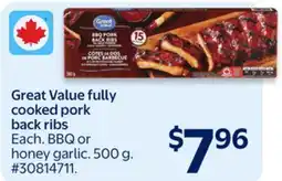 Walmart Great Value fully cooked porks back ribs offer
