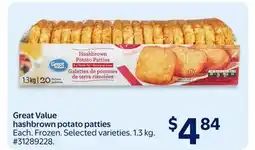 Walmart Great Value hashbrown potato patties offer