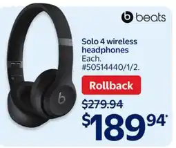 Walmart beats Solo 4 wireless headphones offer