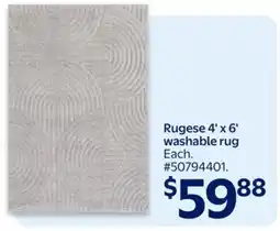 Walmart Rugese 4' x 6' washable rug offer