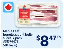 Walmart Maple Leaf boneless pork belly slices 3-pack offer