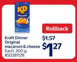 Walmart Kraft Dinner Original macaroni & cheese offer