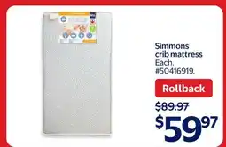 Walmart Simmons crib mattress offer