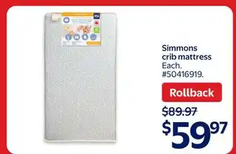 Walmart Simmons crib mattress offer
