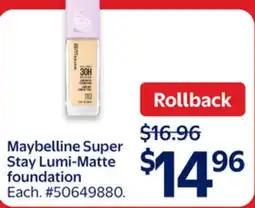 Walmart Maybelline Super Stay Lumi-Matte foundation offer