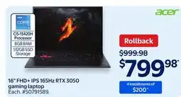 Walmart 16 FHD+ IPS165Hz RTX 3050 gaming laptop offer
